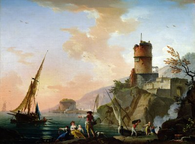 Veduta di un porto mediterraneo da Charles Francois Lacroix de Marseille